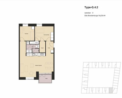 3 værelses lejlighed i København SV