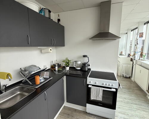 Lys 1-værelses med stor altan, bykig og elevator – 55 m2 med vaskemaskine