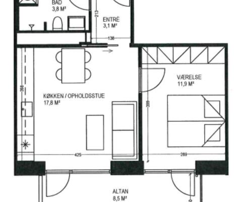 2 værelses lejlighed i Århus C