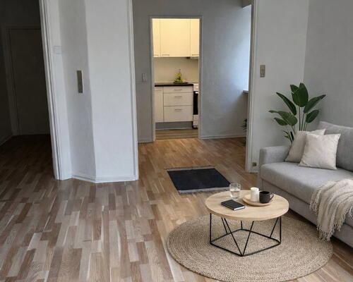 Hyggelig lejlighed med bynær placering