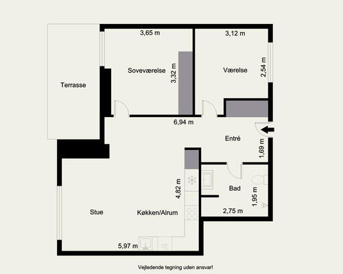 2 værelses lejlighed i Herning