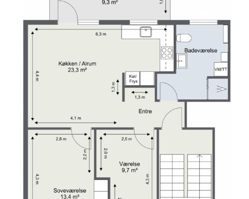 3 værelses lejlighed i Fredericia