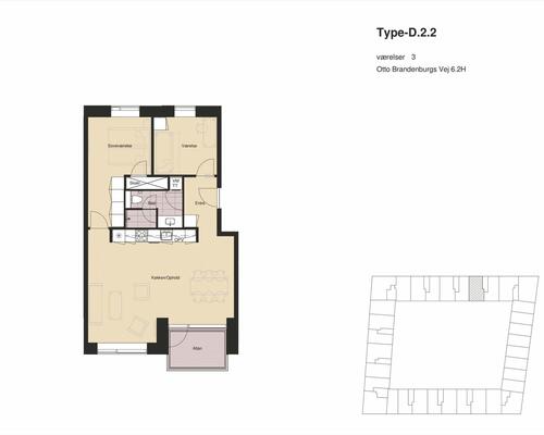 3 værelses lejlighed i København SV