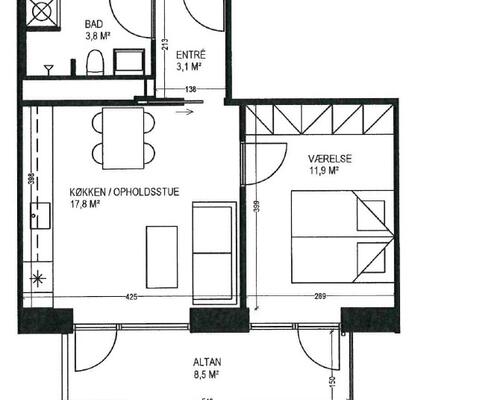 2 værelses lejlighed i Århus C