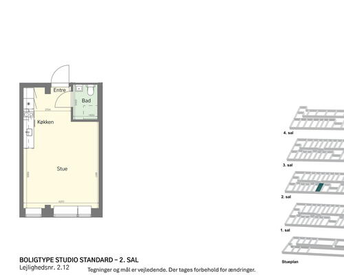 Lyst studio med plads til det hele