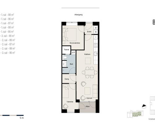 Bygården - Moderne 3 vær. lejlighed i lækre materialer