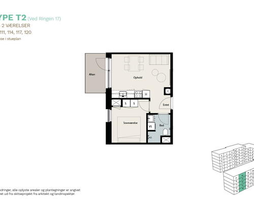 2 værelses lejlighed i Roskilde