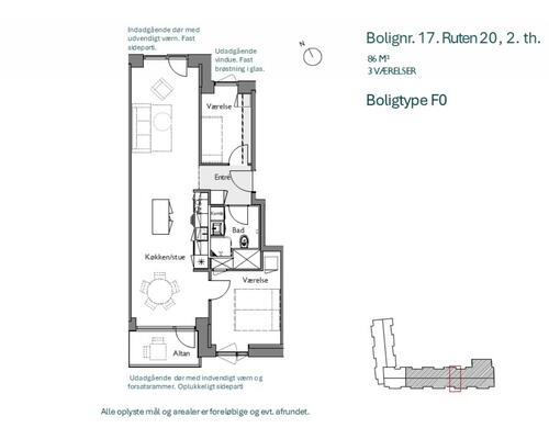 Charmerende 3-værelses lejlighed med egen altan – ideel til par eller mindre familie