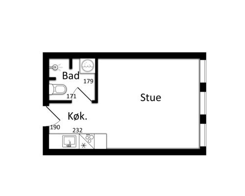 1 værelses lejlighed i Vejle