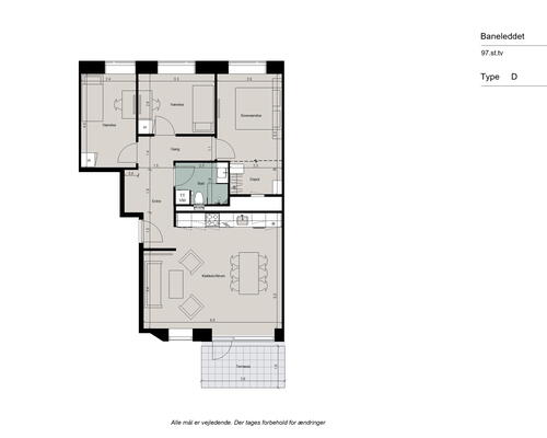 Flot 4-værelses bolig med alt i hårde hvidevarer, gulvarme i hele boligen og egen terrasse - Ingen bindingsperiode!