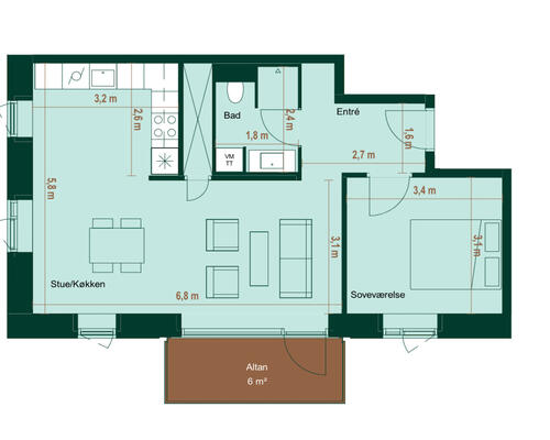 Nyere lys lejlighed i populært område
