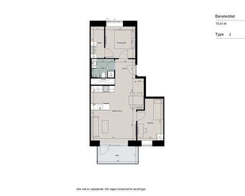 Veldisponeret 3-værelses med stor altan, gulvarme og depotrum i boligen - Ingen bindingsperiode!