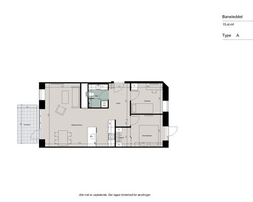Skøn 3-værelses med moderne køkken, alt i hårde hvidevarer, gulvarme i hele boligen og terrasse - Ingen bindingsperiode!