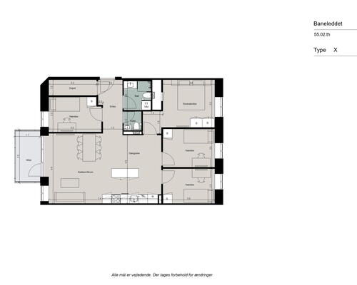 Veldisponeret og delevenlig 5-værelses bolig, med moderne køkkenø, to toiletter og stor altan - Ingen bindingsperiode!