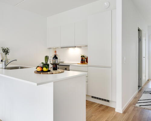 Lys og moderne 2-værelses lejlighed med optimeret plantegning og stor altan