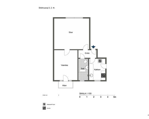 Stor og veldisponeret 2 værelses med altan i Skibhuskvarteret! - KUN 1 MÅNEDS DEPOSITUM!