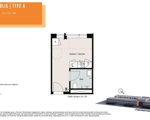 1 værelses lejlighed i Søborg