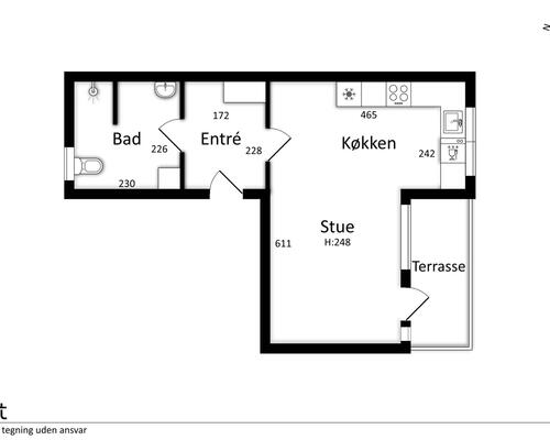 Nyistandsat luksus 1’er med egen sydvendt terrasse