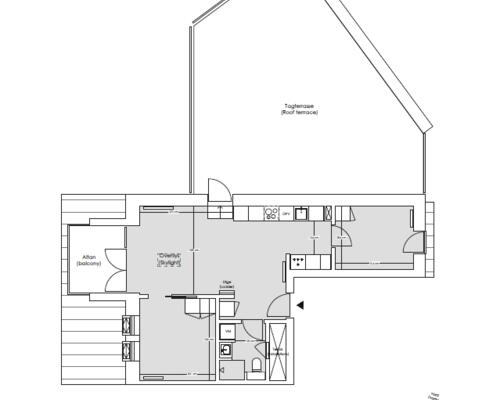 3-værelses lejlighed med stor terrasse til
