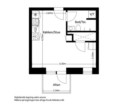 1 værelses lejlighed i Viby J