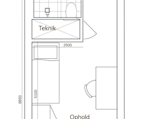 Stue lejlighed med lækker terrasse- billederne er fra en anden lejlighed magen til.