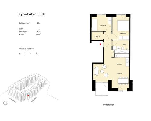 3 værelses lejlighed i København SV