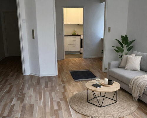 Hyggelig lejlighed med bynær placering