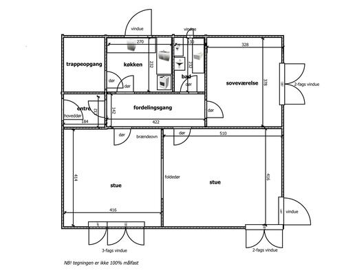 UNDER RENOVERING - Indbydende 3-værelses på 100 m2 med to stuer, brændeovn og have ned til åen