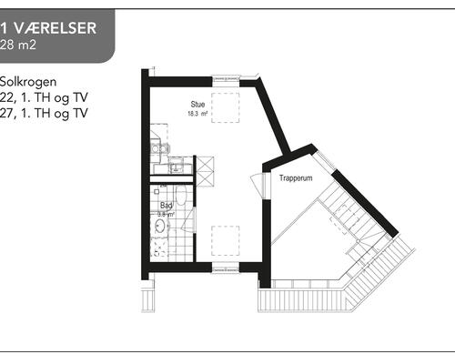 1 værelses lejlighed i Løgstør