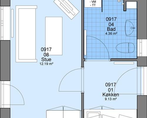 1 værelses lejlighed i Herning