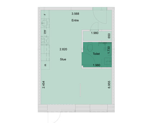 1 værelses lejlighed i Viborg