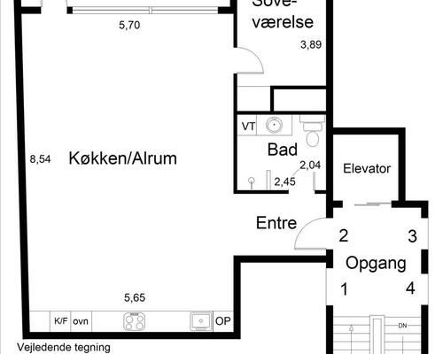 2 værelses lejlighed i Århus C