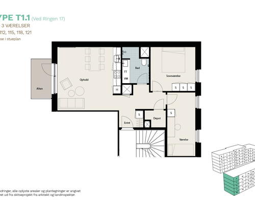 3 værelses lejlighed i Roskilde