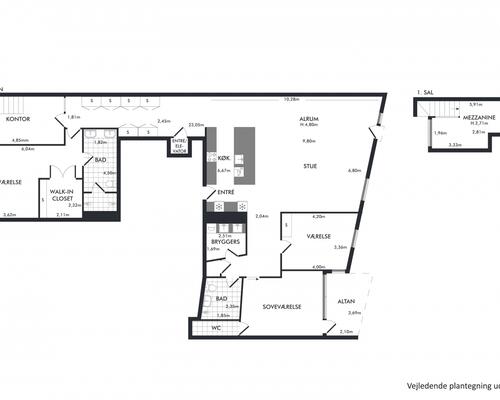 Unik og fuldt møbleret penthouse i to plan – uden bopælspligt Udlejes 2-3 år