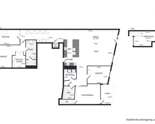 Unik og fuldt møbleret penthouse i to plan – uden bopælspligt Udlejes 2-3 år