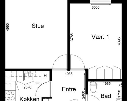 2 værelses hus i Nørre Snede