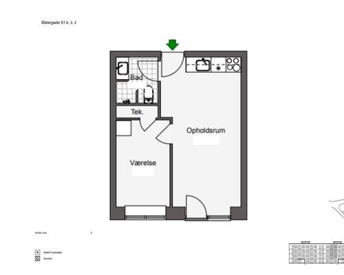2 værelses lejlighed i Odense C