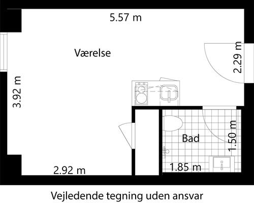1 værelses lejlighed i Valby