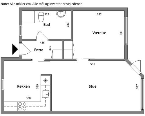 2 værelses lejlighed i Ørsted
