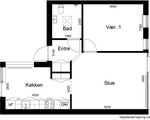 2 værelses hus i Ejby