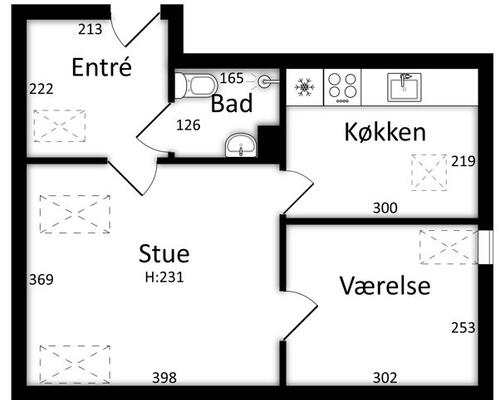 2 værelses lejlighed i Assens