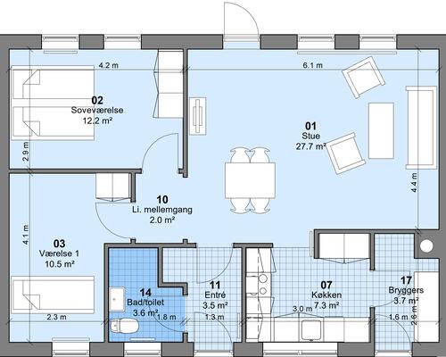 3 værelses hus i Ullerslev