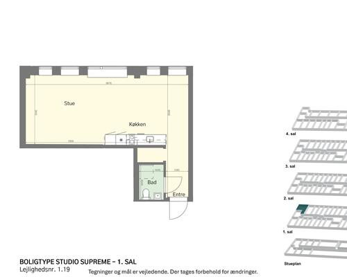 Lyst studio med plads til det hele