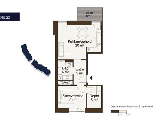 Egedal Stationsby - Rummelig og moderne 2 vær. lejebolig med altan