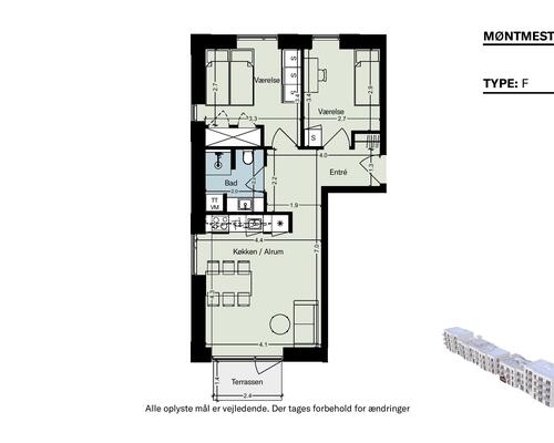 Skøn 3 værelses lejlighed med egen terrasse