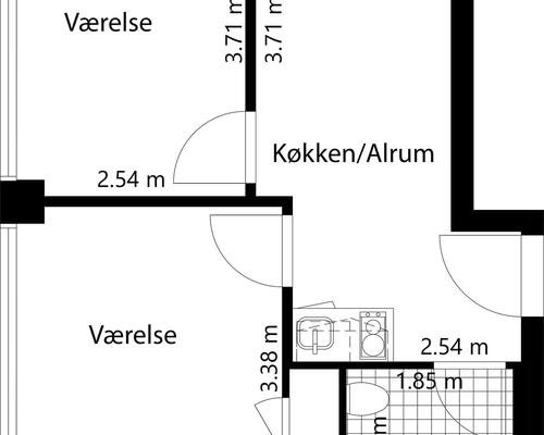 2 værelses lejlighed i Valby