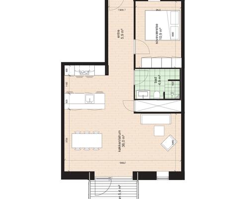2 værelses hus i Kjellerup