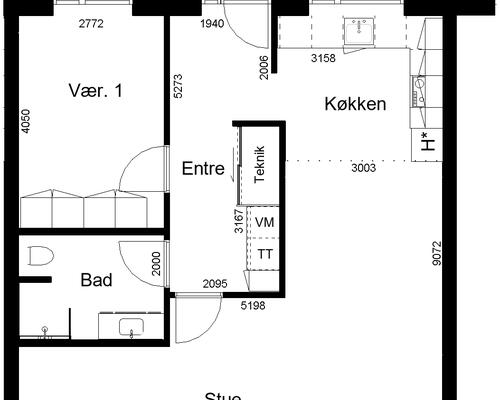 2 værelses hus i Vamdrup