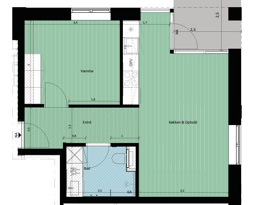 2 værelses lejlighed i Malling