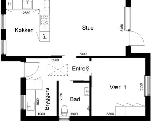 2 værelses hus i Gislev